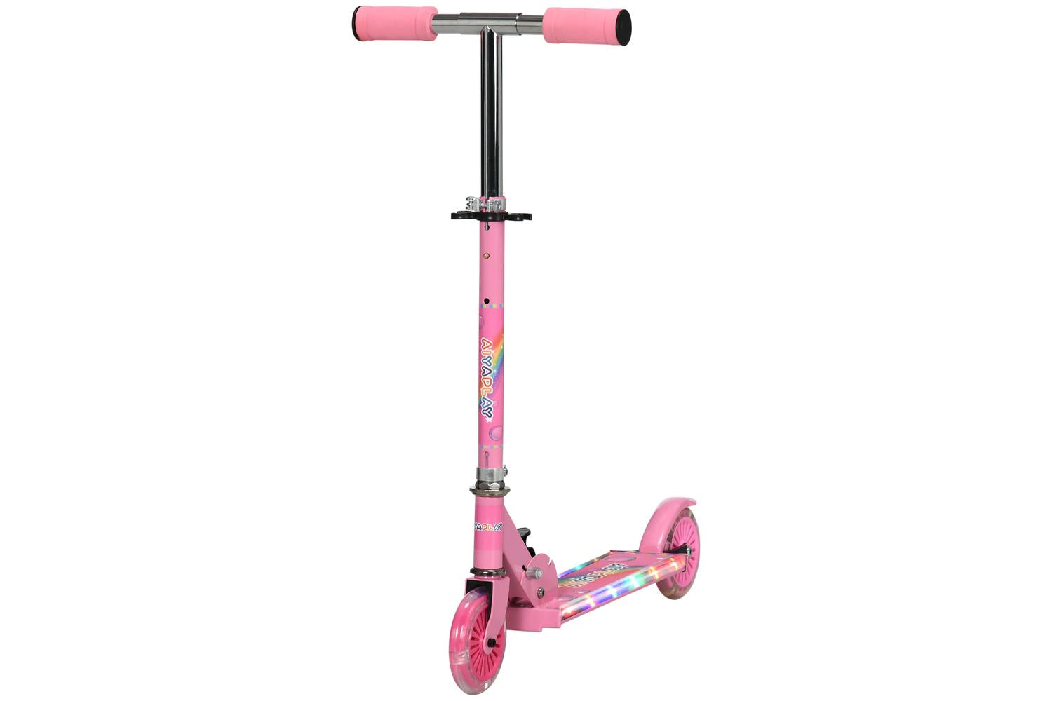 Homcom 371-047V00PK Kids Adjustable Scooter with Lights & Music | Pink