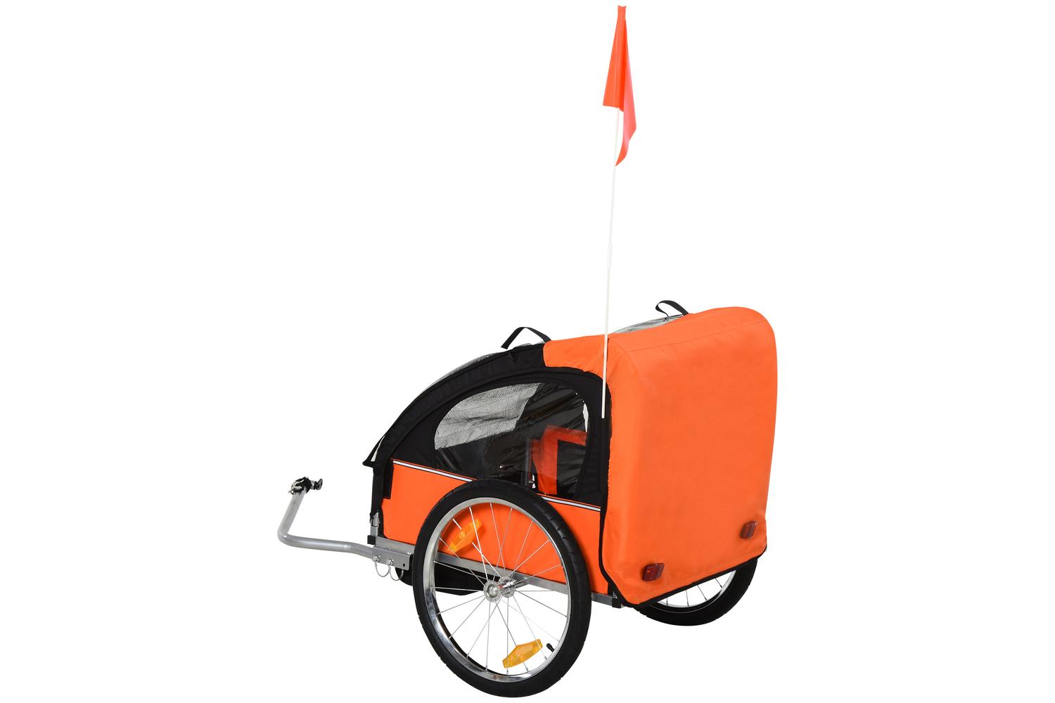 Homcom 440-008OG Childrens Double Bike Trailer | Orange-7