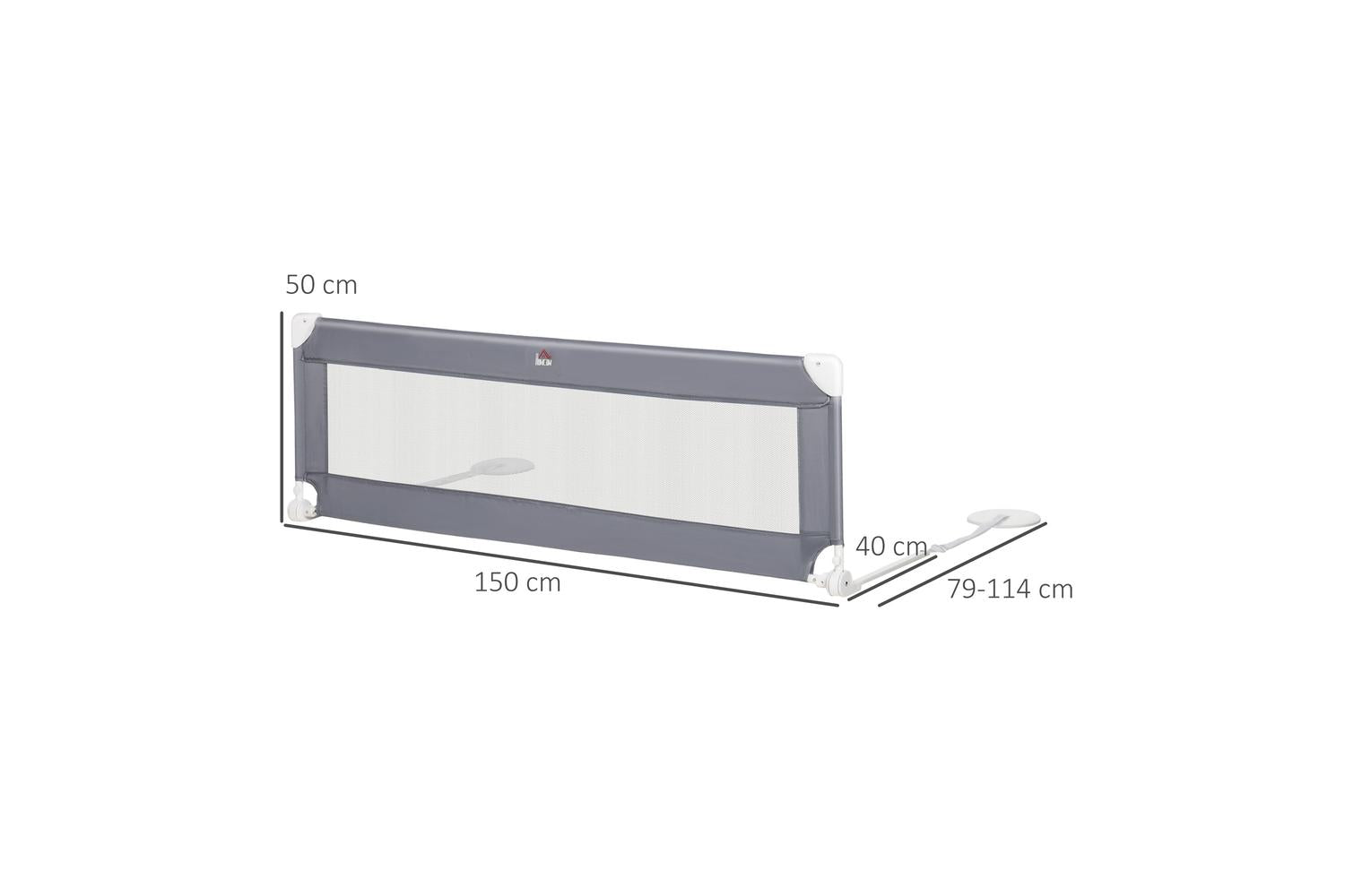 Homcom 470-005 Toddler Bed Rail Foldable Safety Barrier for Flat & Slat Bed | Grey-2