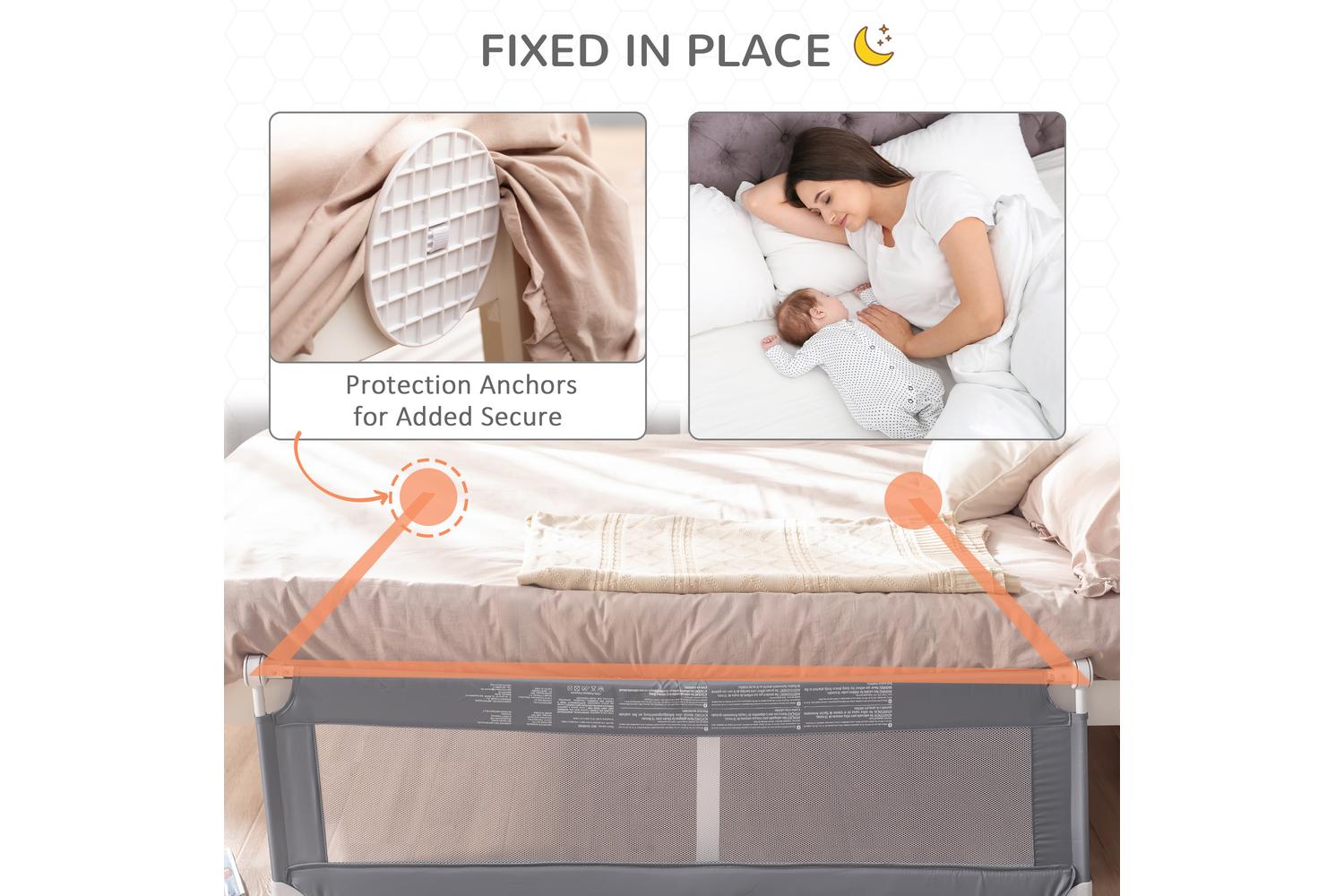 Homcom 470-005 Toddler Bed Rail Foldable Safety Barrier for Flat & Slat Bed | Grey-6