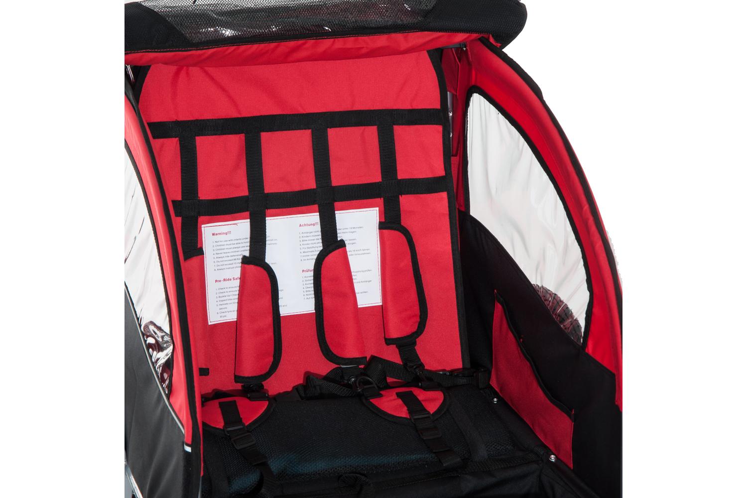 Homcom 5664-0101RB Child 2-Seater Bike Trailer | Black & Red-9