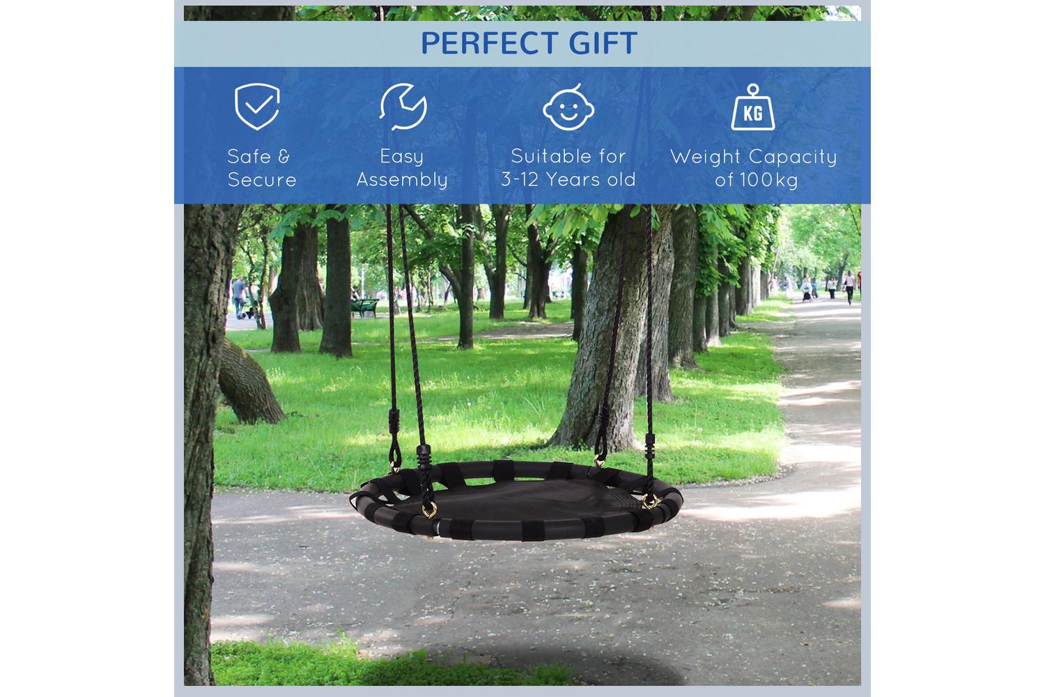 Homcom 84A-094 60cm Kids Hanging Tree Swing Nest | Black-3