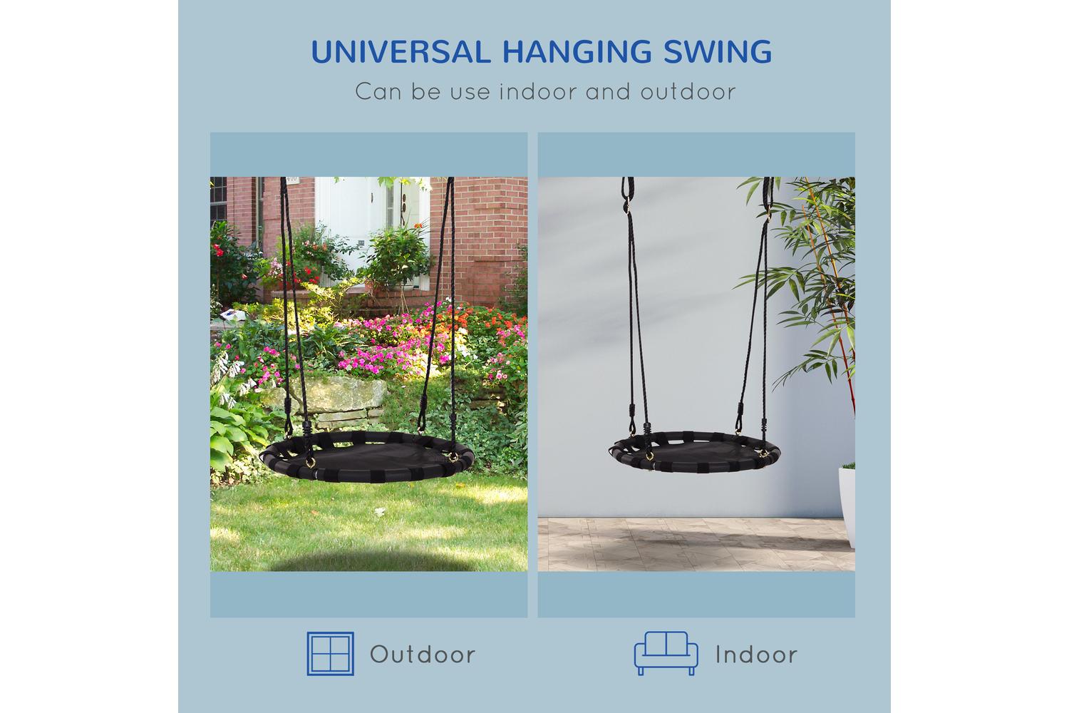 Homcom 84A-094 60cm Kids Hanging Tree Swing Nest | Black-5
