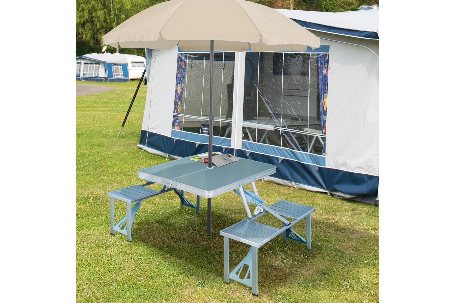 Homcom 01-0010 Outsunny Aluminum Portable Picnic Table Chair Set