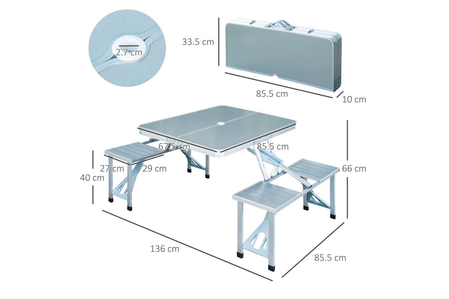 Homcom 01-0010 Outsunny Aluminum Portable Picnic Table Chair Set-2