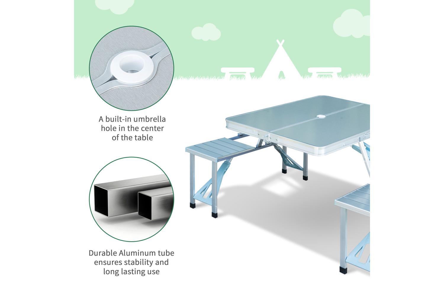 Homcom 01-0010 Outsunny Aluminum Portable Picnic Table Chair Set-3