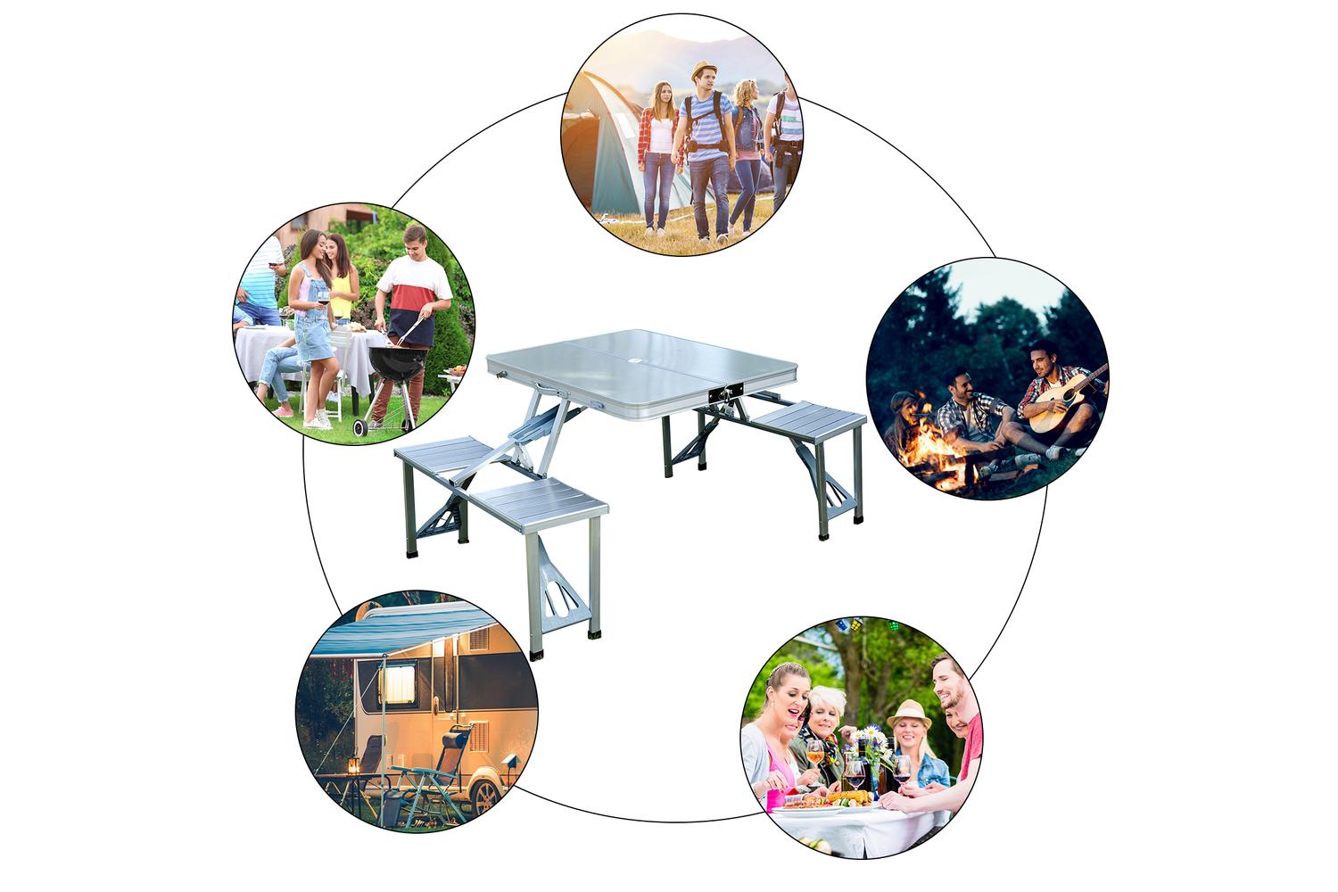 Homcom 01-0010 Outsunny Aluminum Portable Picnic Table Chair Set-6