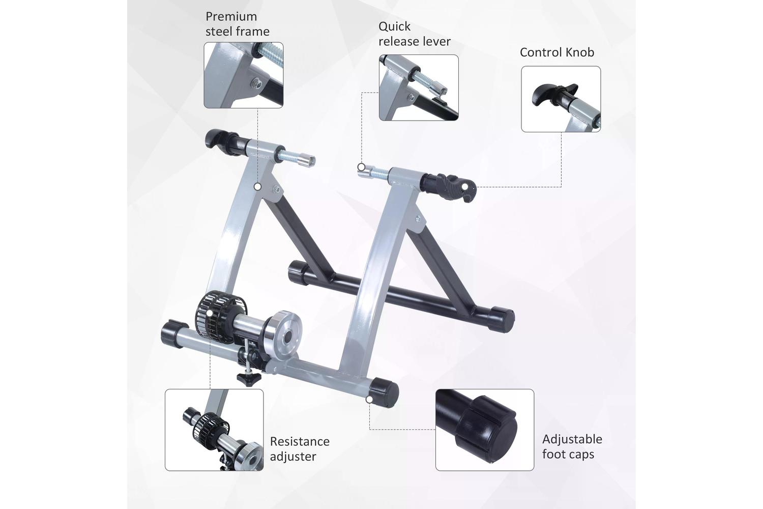 Homcom 5661-0020SL Indoor Bicycle Turbo Trainer, Cyclone System | Silver-4