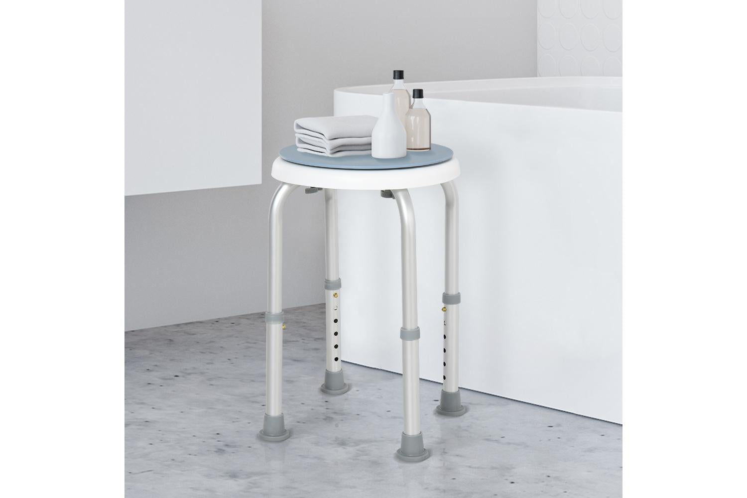 Homcom 713-076 Aluminium 360Â° Swivel Shower Stool | Blue/White