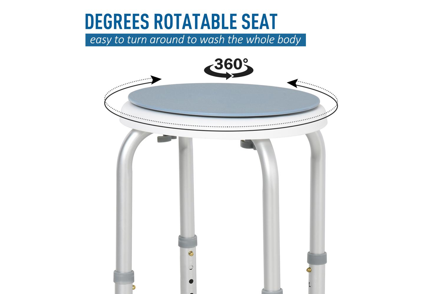 Homcom 713-076 Aluminium 360Â° Swivel Shower Stool | Blue/White-3