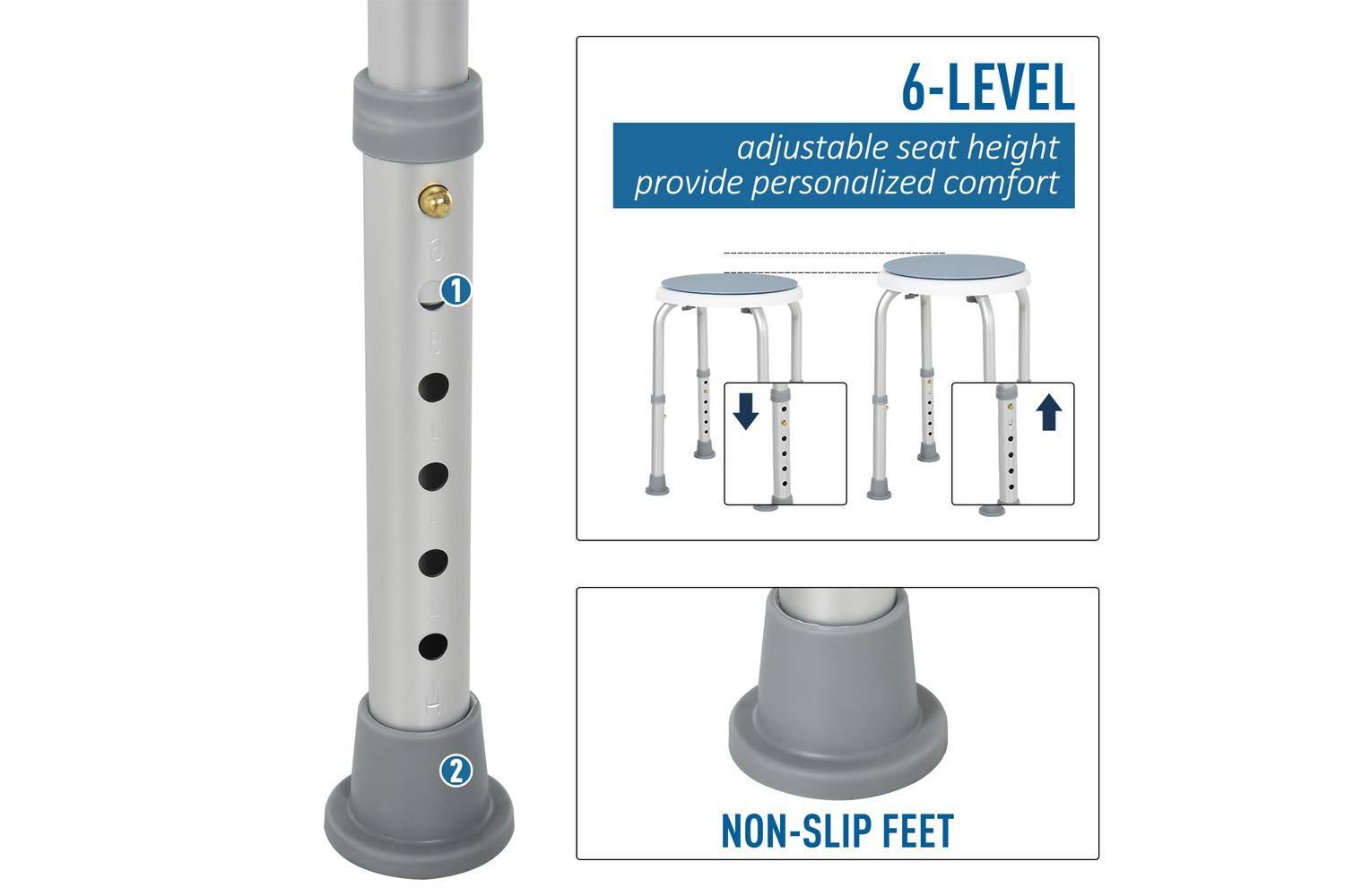 Homcom 713-076 Aluminium 360Â° Swivel Shower Stool | Blue/White-4