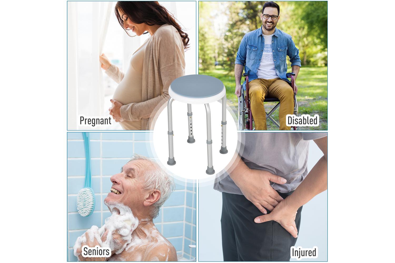 Homcom 713-076 Aluminium 360Â° Swivel Shower Stool | Blue/White-9