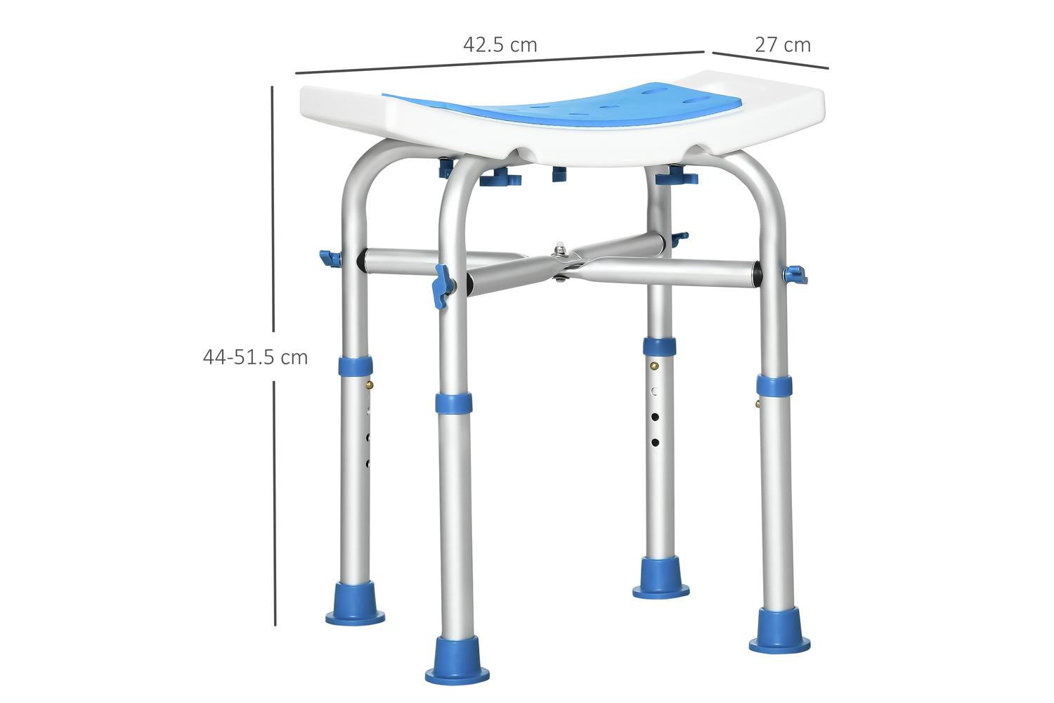 Homcom 713-115BU Adjustable Padded Shower Stool | Blue-2