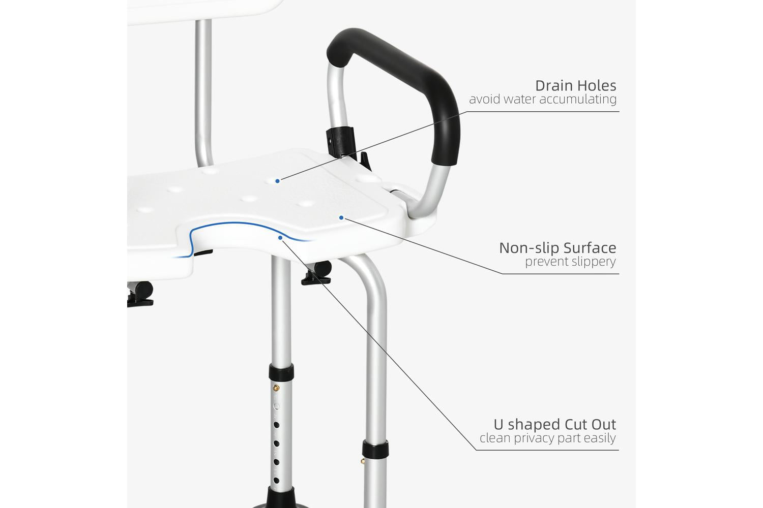 Homcom 713-117V00WT Shower Chair | White-3