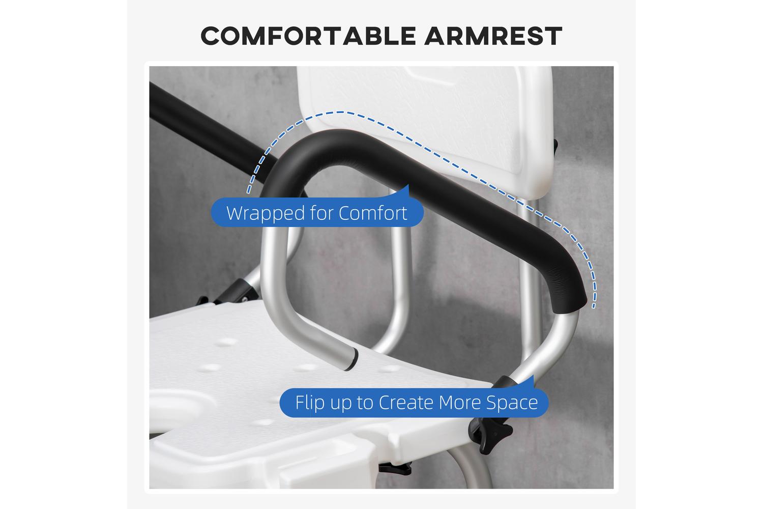 Homcom 713-117V00WT Shower Chair | White-4