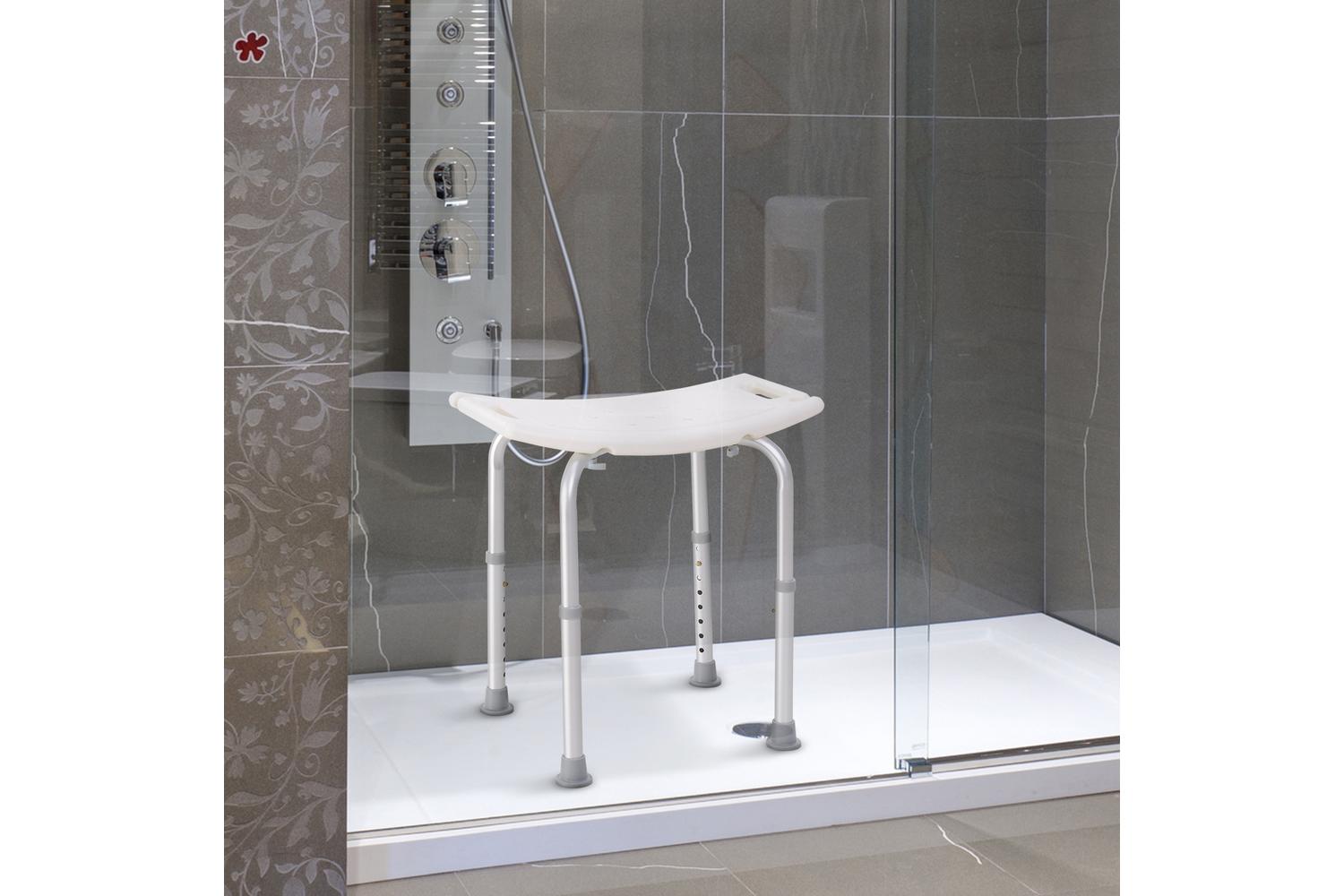 Homcom 72-0012 Plastic Non-Slip Portable Bathroom Stool | White