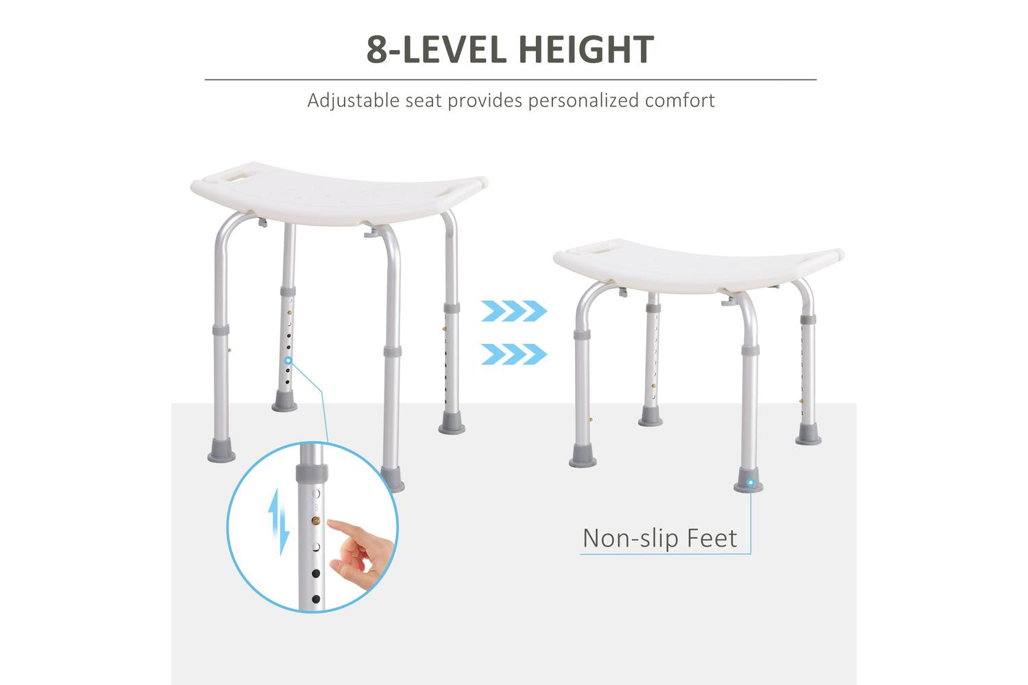 Homcom 72-0012 Plastic Non-Slip Portable Bathroom Stool | White-3