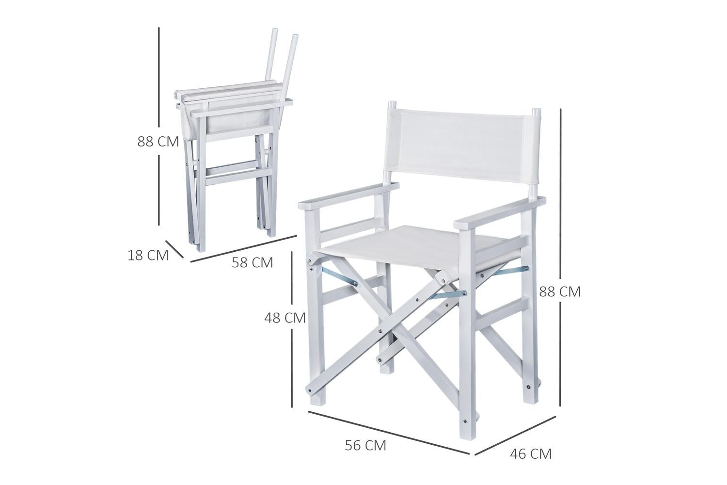 Homcom 833-458WT Wooden Director's Folding Chair | White-2