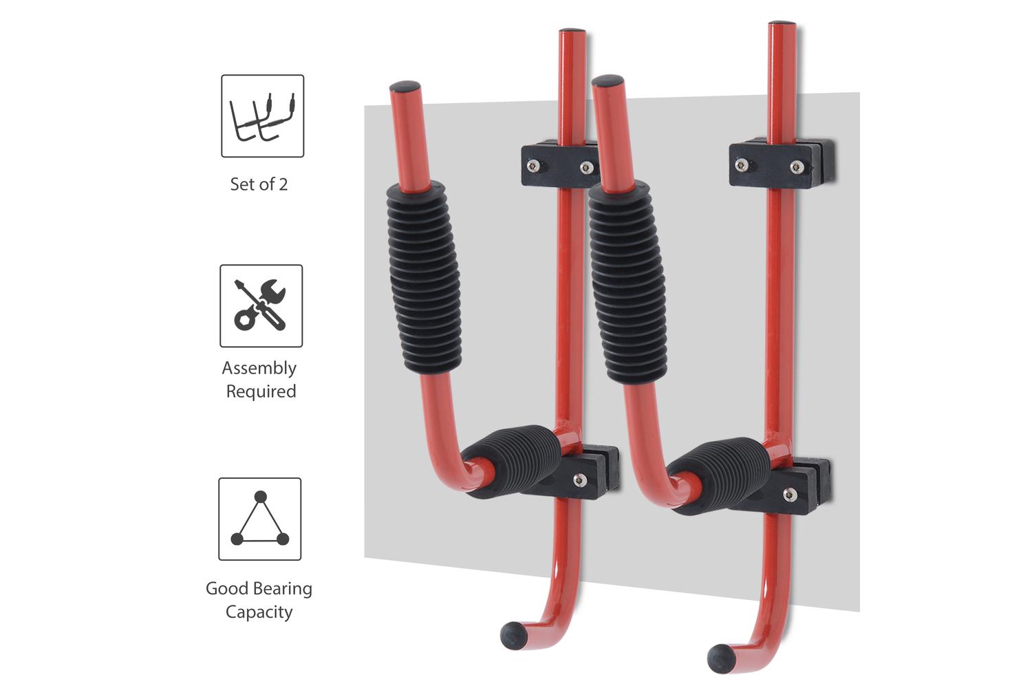 Homcom A32-003 Canoe/Kayak Aluminum Wall Mount Hangers | Red-4
