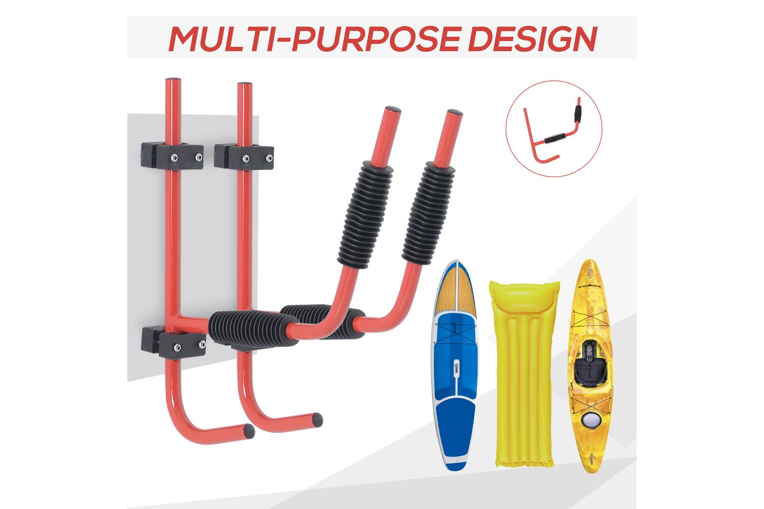 Homcom A32-003 Canoe/Kayak Aluminum Wall Mount Hangers | Red-5