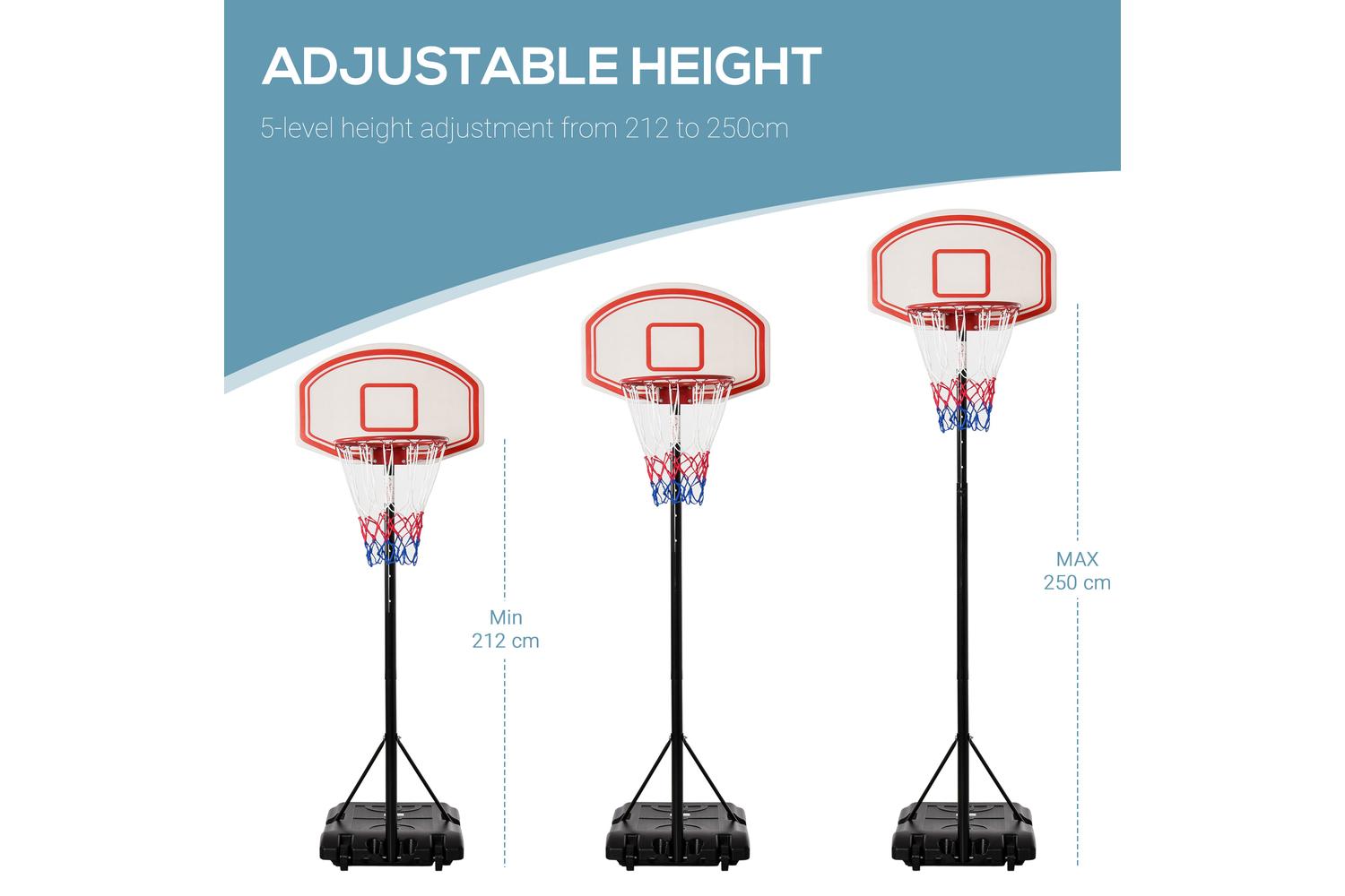 Homcom A61-020 Portable Basketball Stand with Hoop Base Net-3