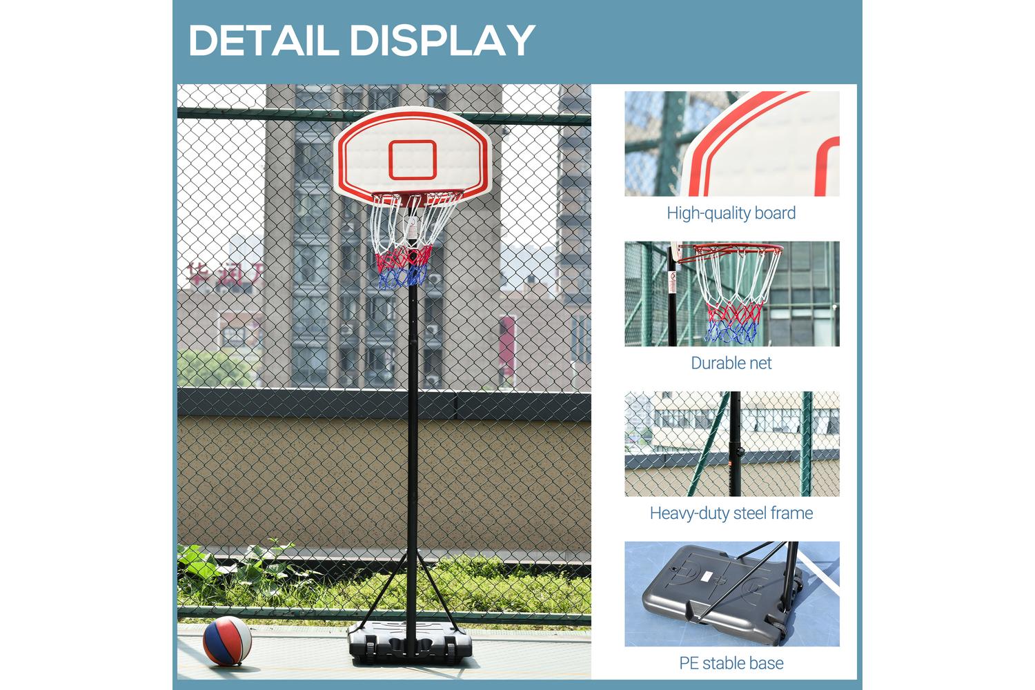 Homcom A61-020 Portable Basketball Stand with Hoop Base Net-6