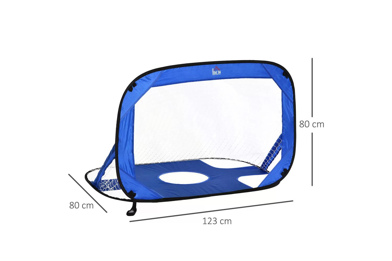 Homcom A62-014 2 in 1 Pop Up Kids Soccer Nets | Blue-2