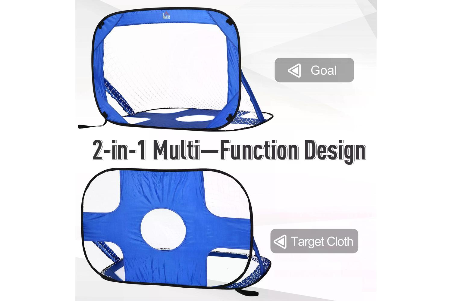 Homcom A62-014 2 in 1 Pop Up Kids Soccer Nets | Blue-3