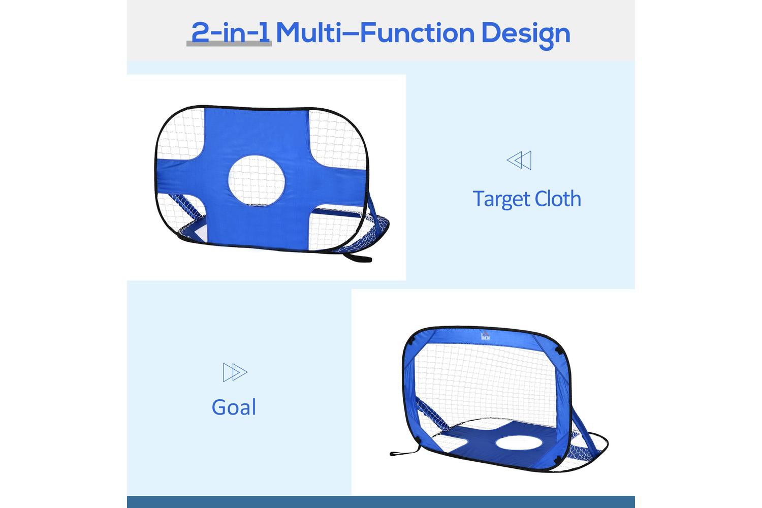 Homcom A62-014 2 in 1 Pop Up Kids Soccer Nets | Blue-5