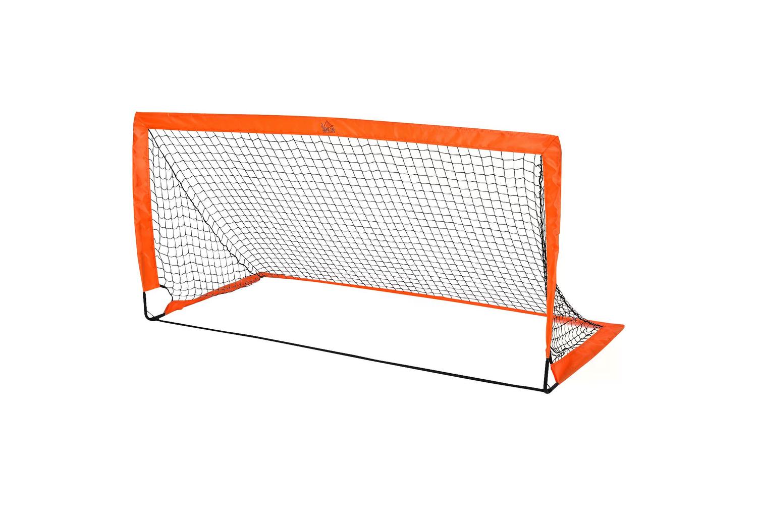 Homcom A62-015OG Tetoron Mesh Outdoor Folding Football Goal | Orange | 2 Pieces