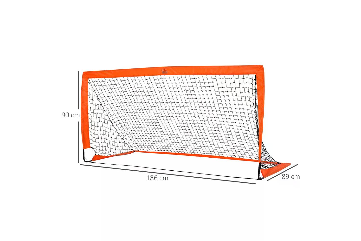 Homcom A62-015OG Tetoron Mesh Outdoor Folding Football Goal | Orange | 2 Pieces-2