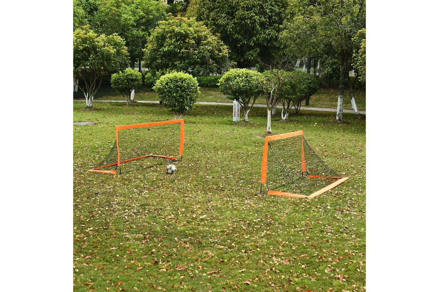 Homcom A62-015OG Tetoron Mesh Outdoor Folding Football Goal | Orange | 2 Pieces-9