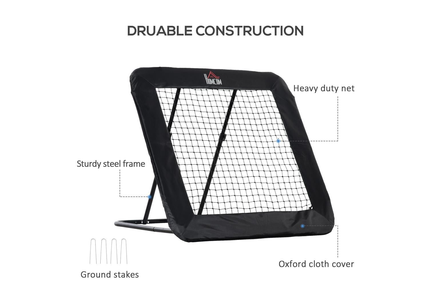 Homcom A62-032 Football Training Rebounder Net | Black-5