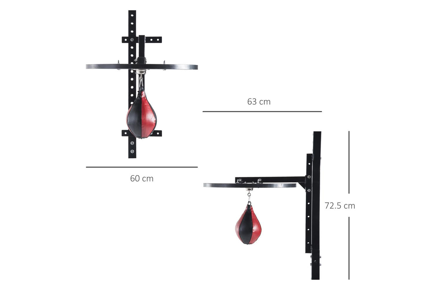 Homcom A90-022 Punching Boxing Speed Bag Boxing Workout Platform | Red/Black-2