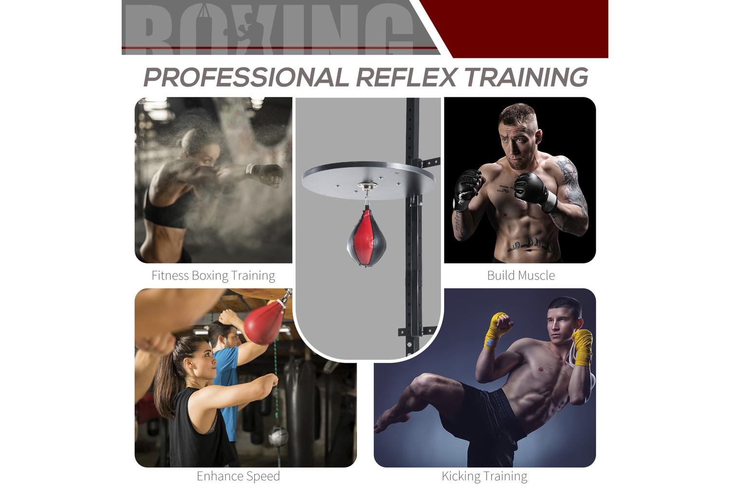 Homcom A90-022 Punching Boxing Speed Bag Boxing Workout Platform | Red/Black-4