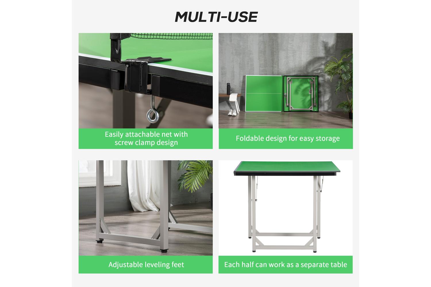 Homcom A90-130GN Indoor Ping Pong Table | Green-5