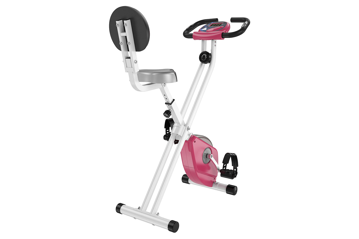 Homcom A90-192PK Manual Resistance Exercise Bike Foldable with LCD Monitor | Pink