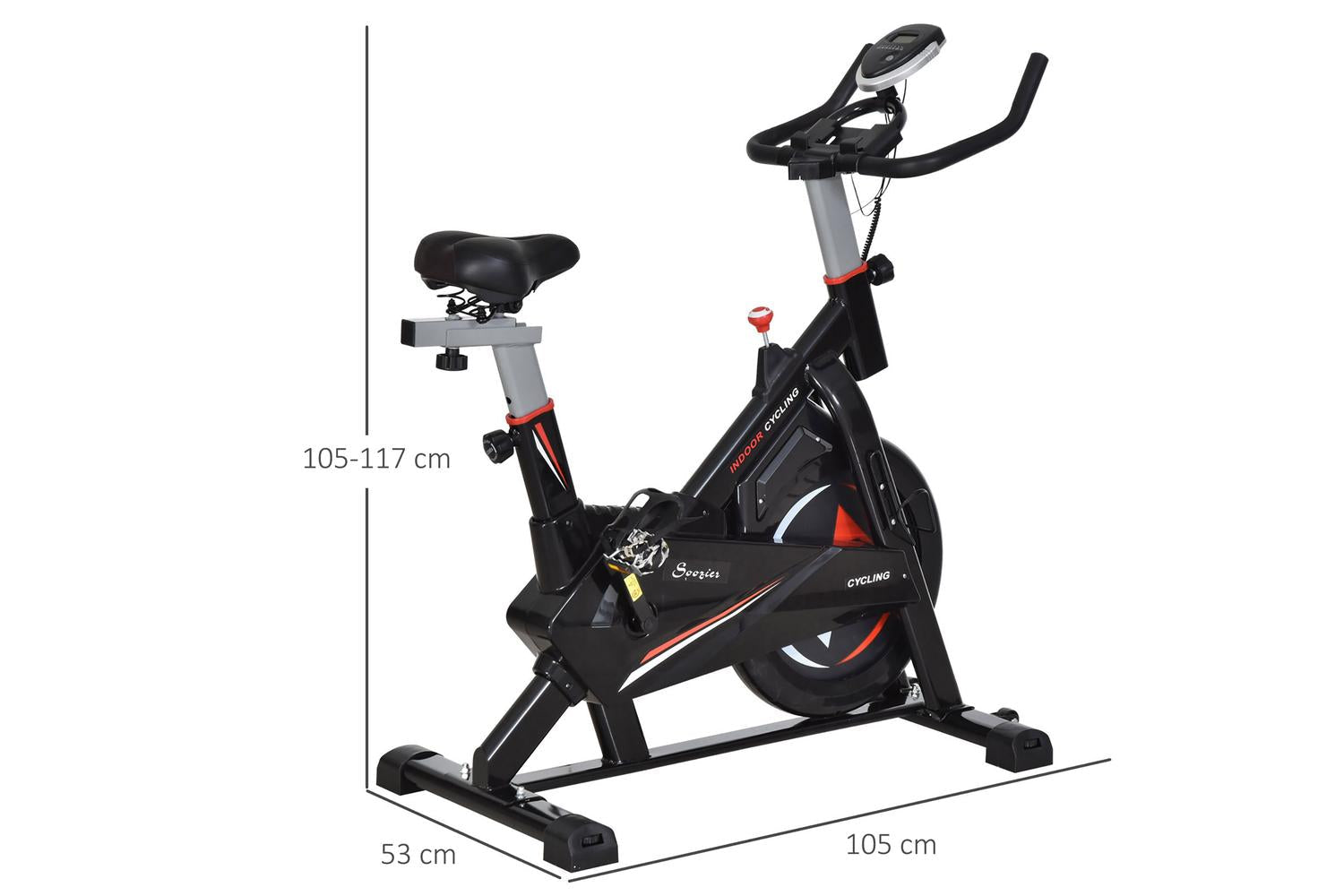 Homcom A90-200 5-Level Exercise Bike with LCD Monitor | Black-2