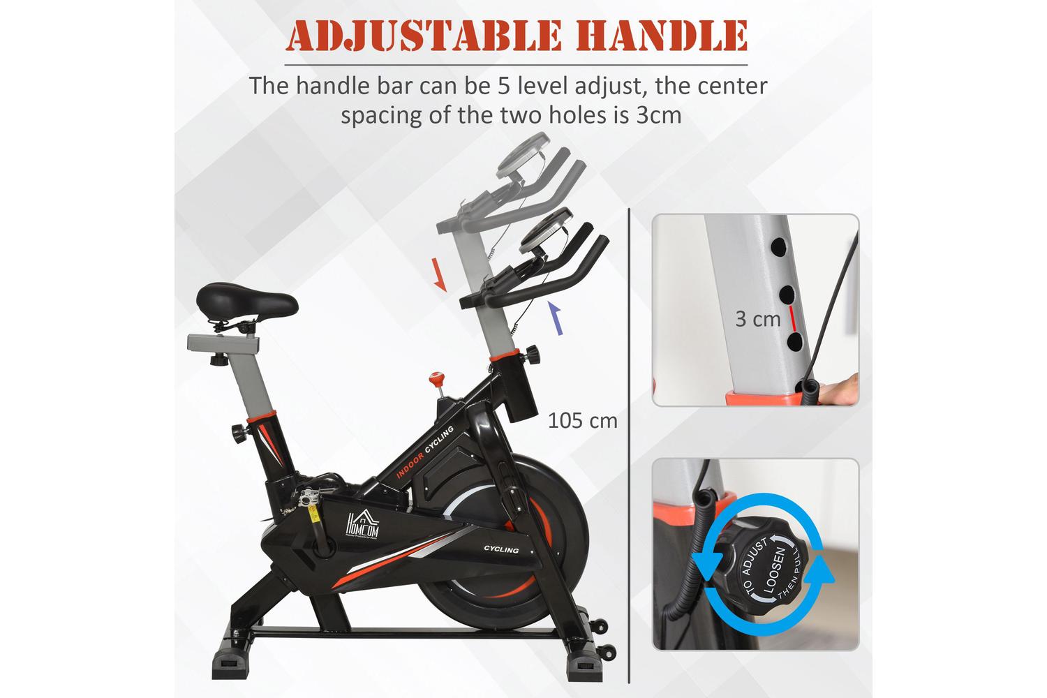 Homcom A90-200 5-Level Exercise Bike with LCD Monitor | Black-3