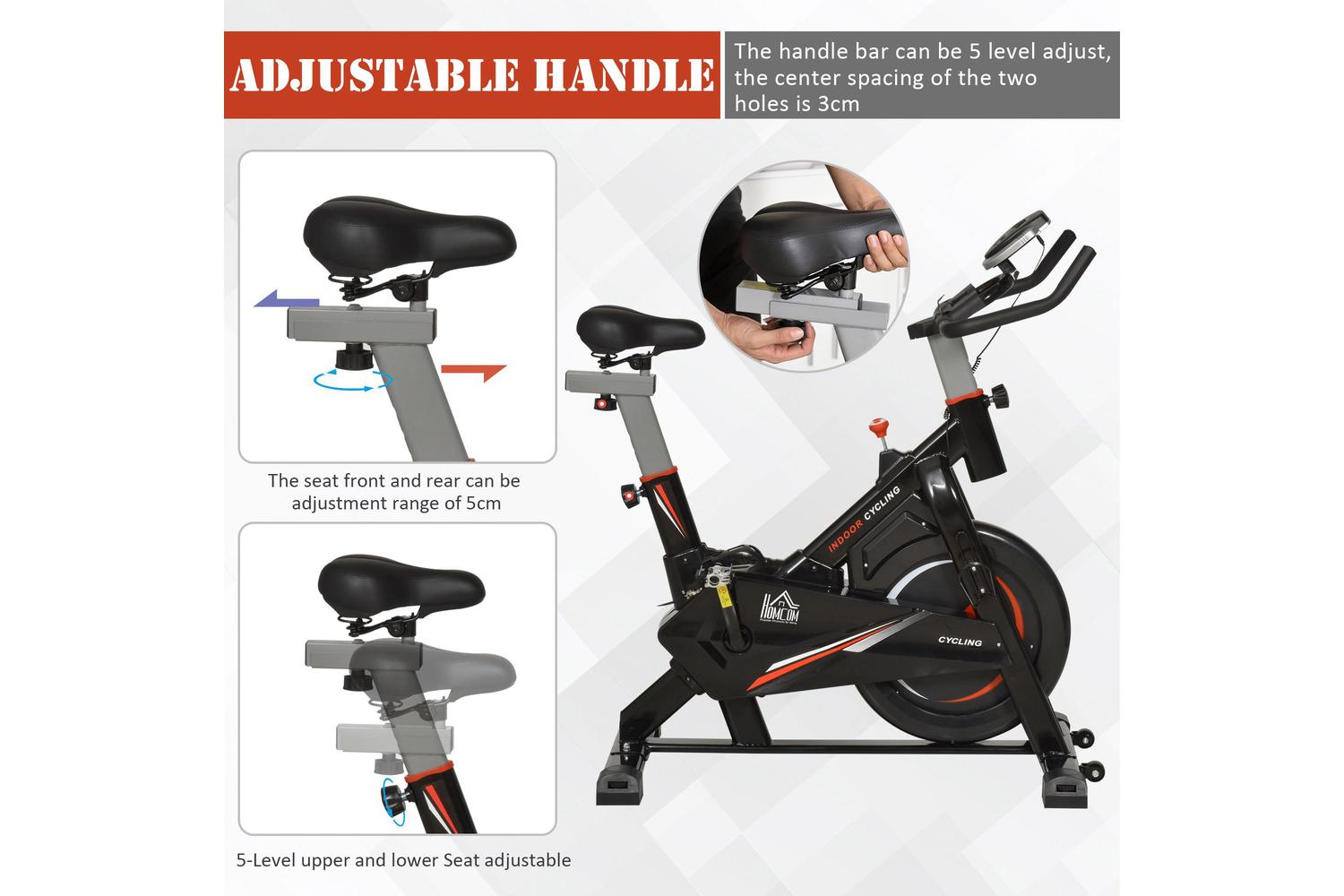 Homcom A90-200 5-Level Exercise Bike with LCD Monitor | Black-4