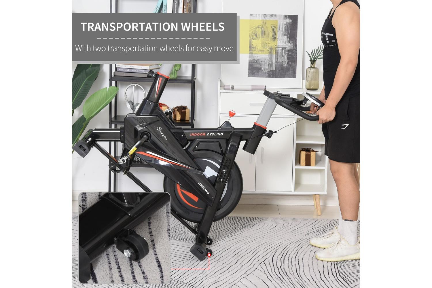 Homcom A90-200 5-Level Exercise Bike with LCD Monitor | Black-5