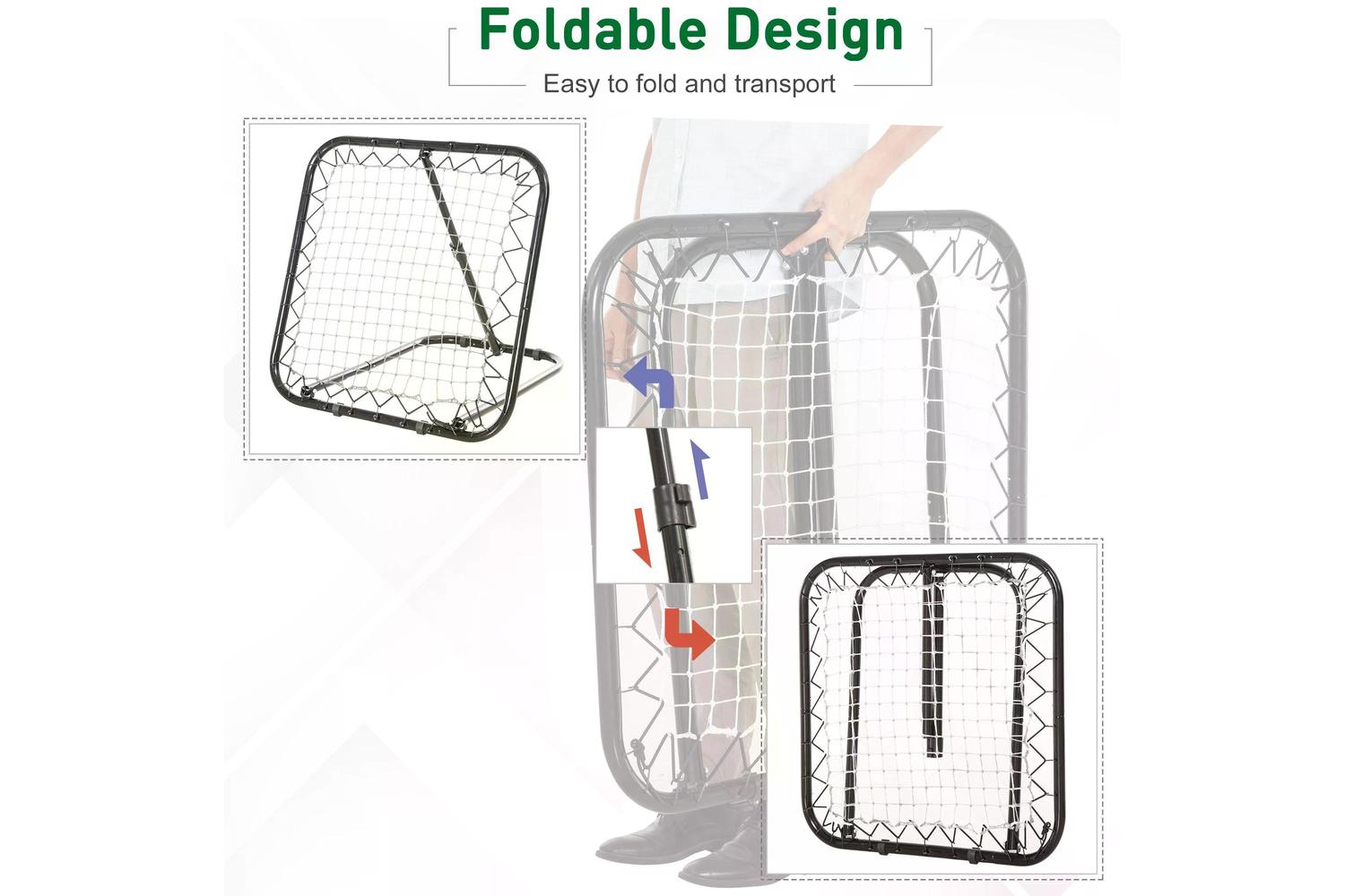 Homcom A90-223WT Angle Adjustable Rebounder Net Goal Training Set-4