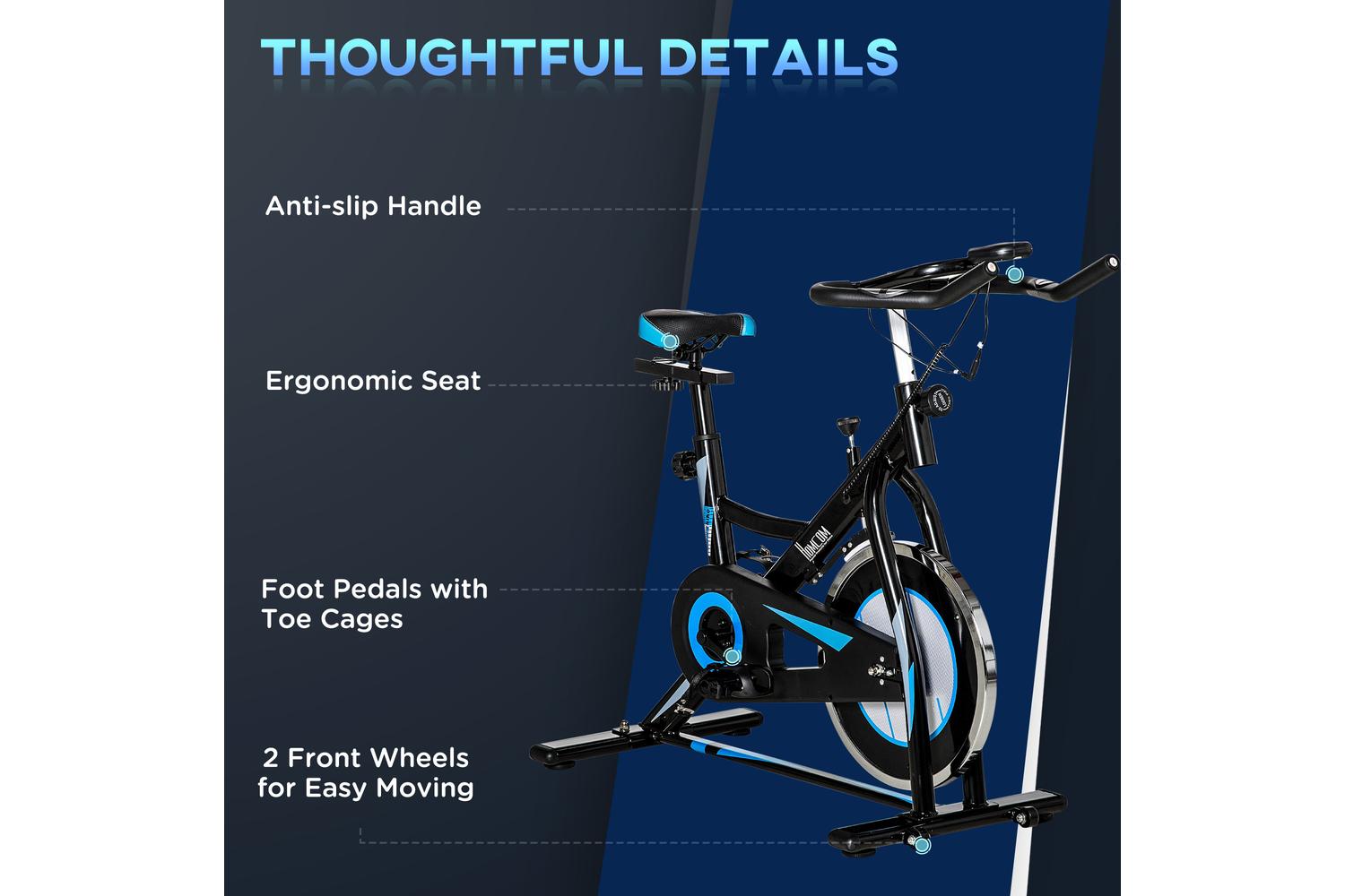 Homcom A90-259 Stationary Exercise Bike | Black/Blue-7