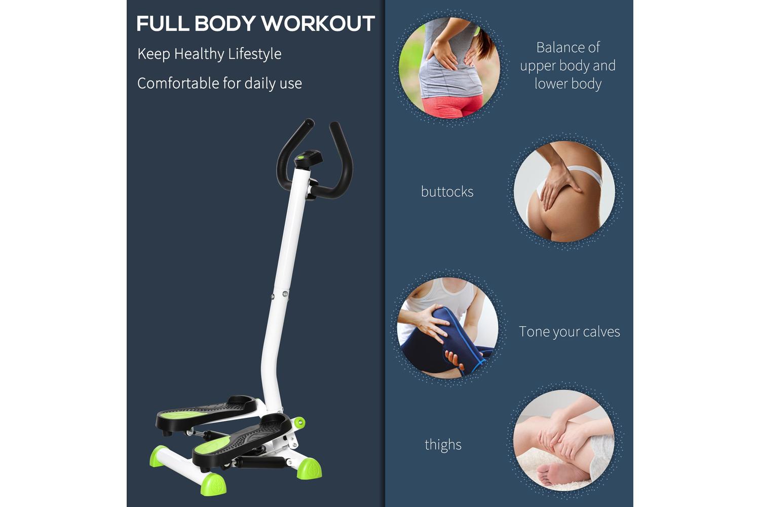 Homcom A90-263WT Adjustable Stepper Aerobic Ab Exercise Machine | Multi-Coloured-5