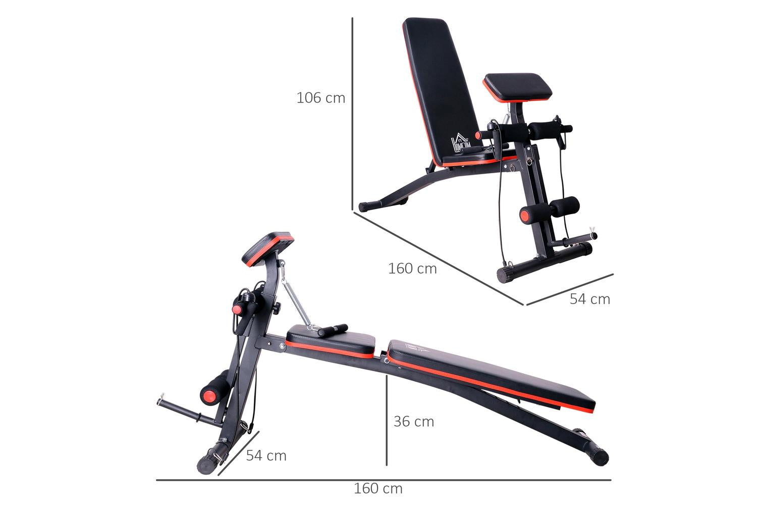 Homcom A91-062 Foldable Exercise Bench | Black/Red-2