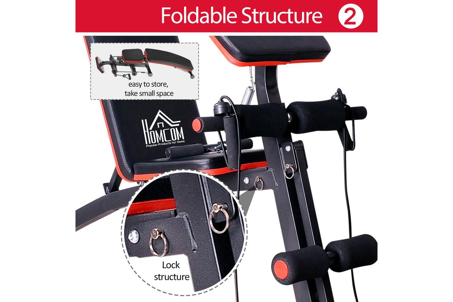 Homcom A91-062 Foldable Exercise Bench | Black/Red-4