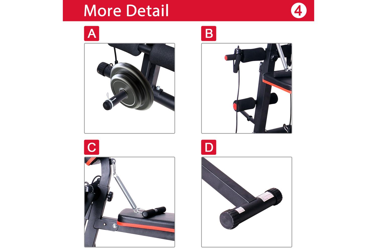 Homcom A91-062 Foldable Exercise Bench | Black/Red-6