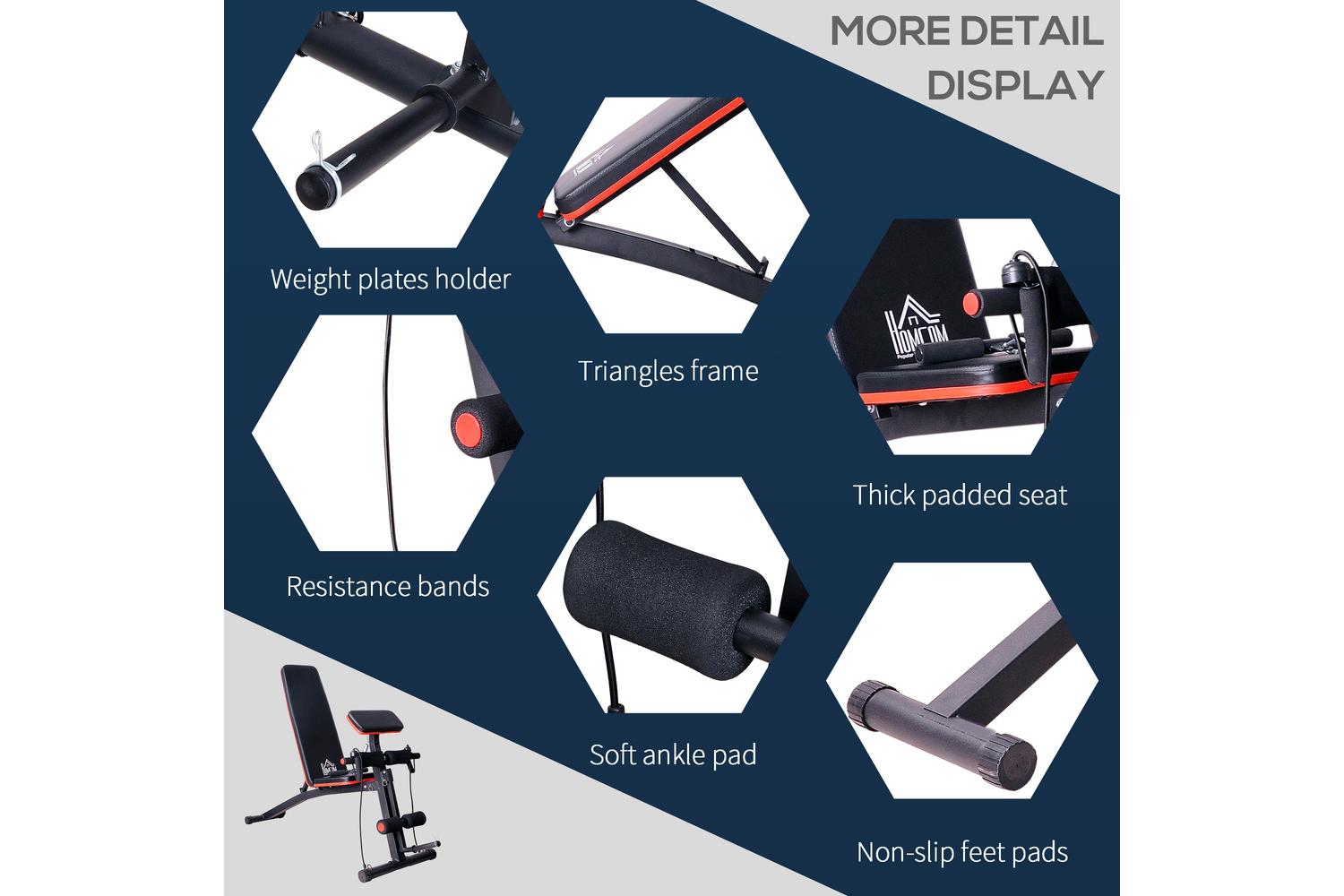 Homcom A91-062 Foldable Exercise Bench | Black/Red-7