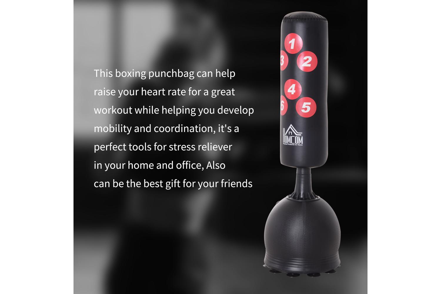Homcom A91-063 Punching Bag Standing with Refilled Base of Water | Black-4