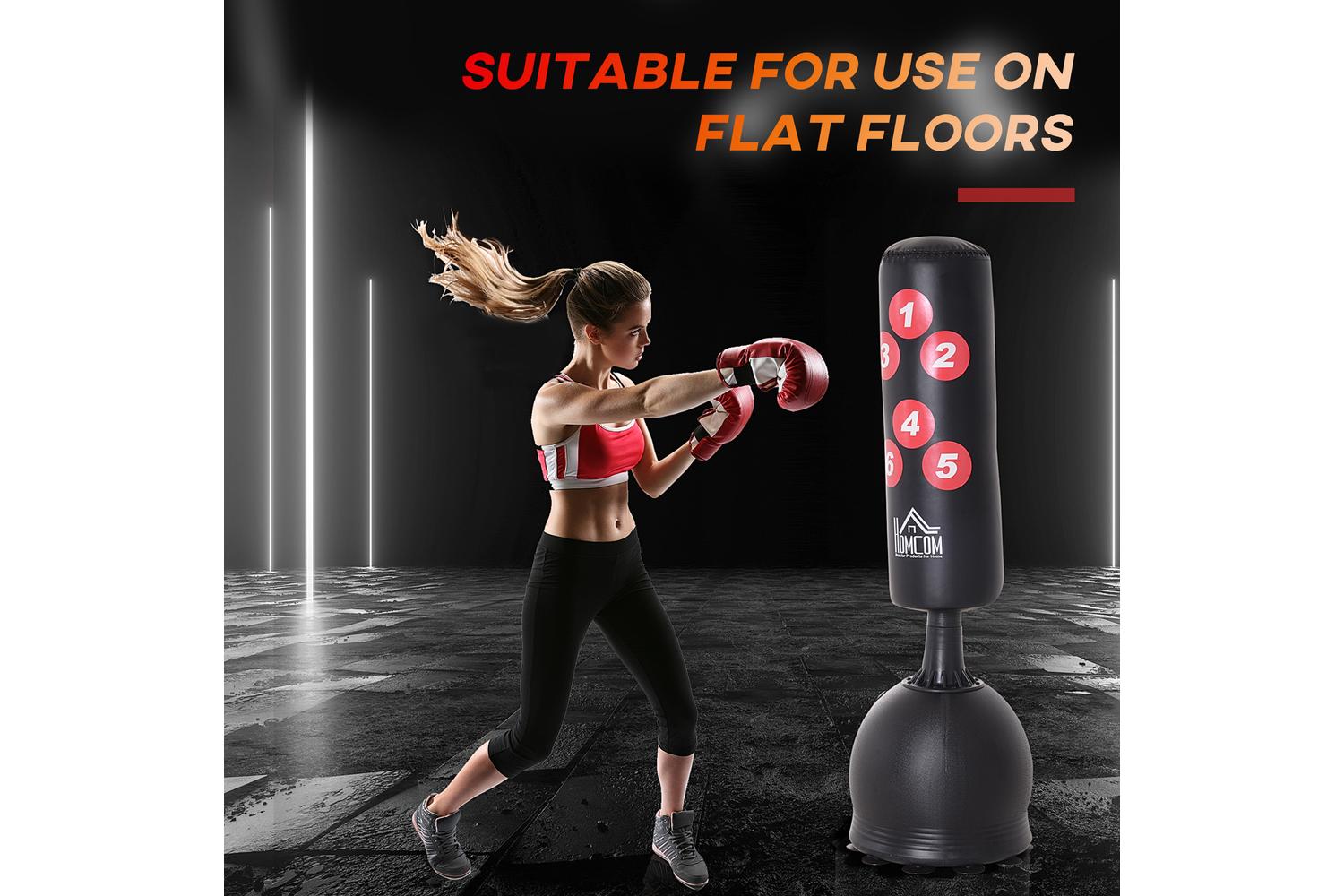 Homcom A91-063 Punching Bag Standing with Refilled Base of Water | Black-5